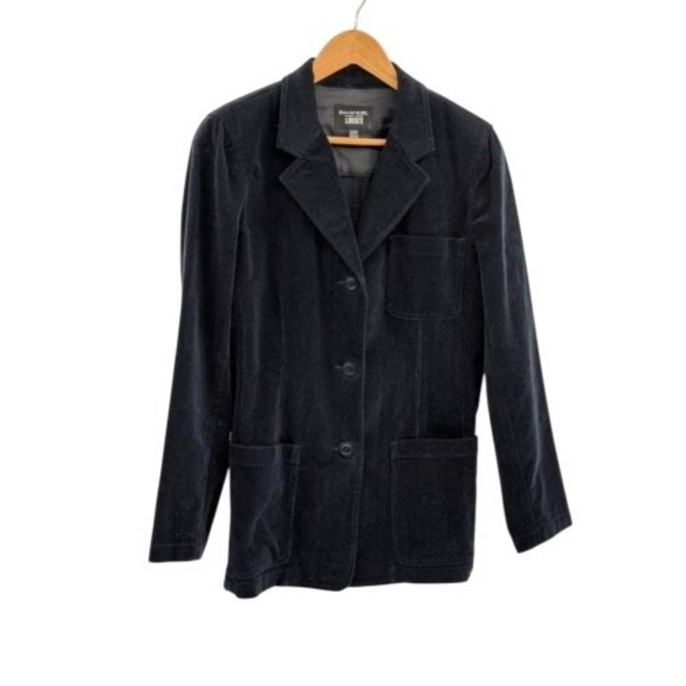 Emanuel Ungaro Liberte Women's Corduroy Blazer Size 14 Dark Navy‎ Blue Button Up
